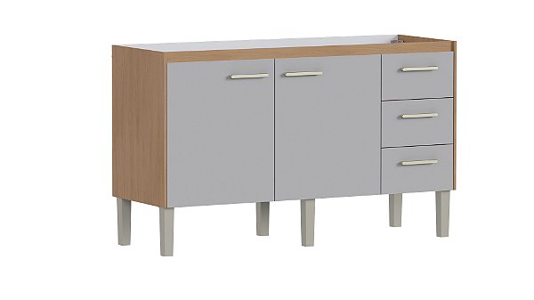 Gabinete de Cozinha em Madeira Ibis 144cm Jequitibá/Nude para Pia de 150cm – Cozimax