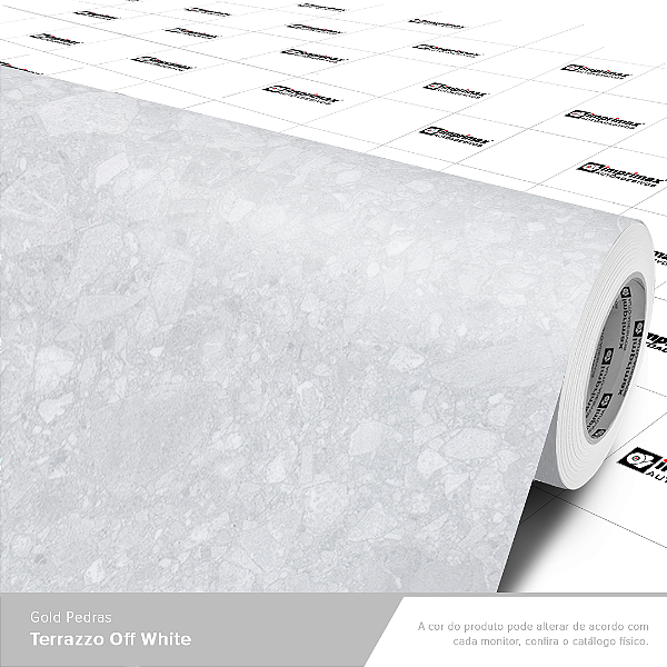 Adesivo Imprimax Gold Pedra Terrazzo Off White Matte Rolo 1,22x12,5m