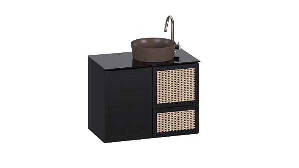Gabinete para Banheiro em Aço Cupuaçu 80cm Preto (Sem Cuba) – Cozimax