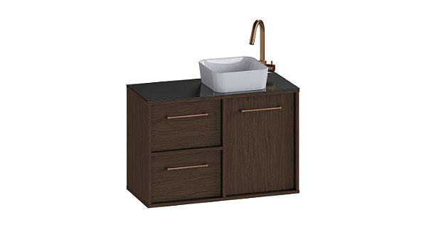 Gabinete para Banheiro em Madeira Cravo 80cm Nogal (Sem Cuba) – Cozimax