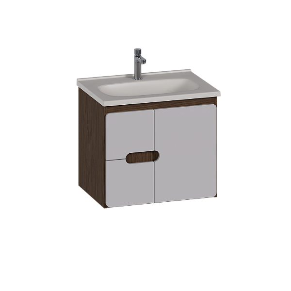 Gabinete para Banheiro em Madeira Saruê 60cm Nogal/Off-White – Cozimax