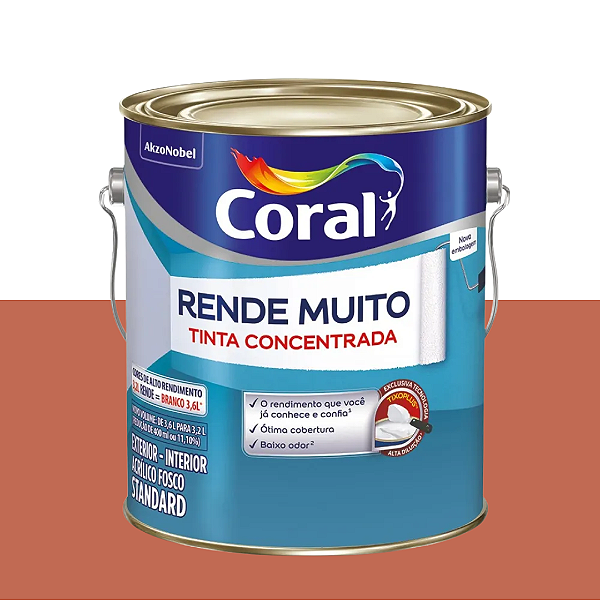 Tinta Látex Acrílico Fosco Coral Rende Muito 3.2L - Pote de Argila