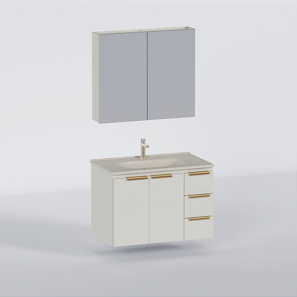 Gabinete para Banheiro Cozimax Aço Pupunha 80 Areia