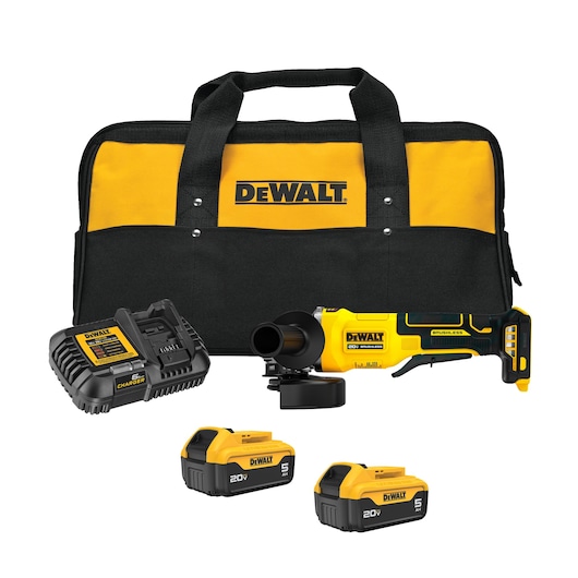 Combo Esmerilhadeira Angular DeWalt 20V Max DCG408P2 Brushless 4.1/2 Pol com 2 Baterias 5.0Ah e Carregador
