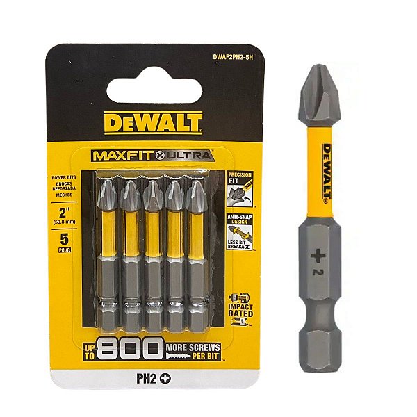 Kit 5 Bits Phillips PH2 de 50mm DeWalt Maxfit Ultra DWAF2PH2-5H