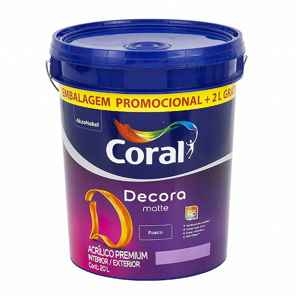 Tinta Acrílica Premium Coral Decora Matte Fosca Branco Neve 20L