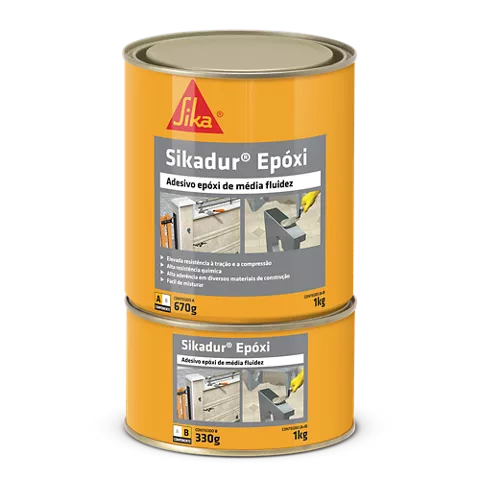 Adesivo Epóxi Estrutural de Média Fluidez Sikadur® Epóxi (Compound) Kit 1kg (600g + 400g) Sika
