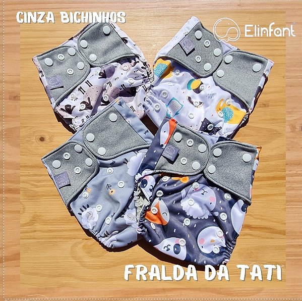 KIT 4 FRALDAS ECOLÓGICAS DRY FIT ELINFANT SEM ABSORVENTE