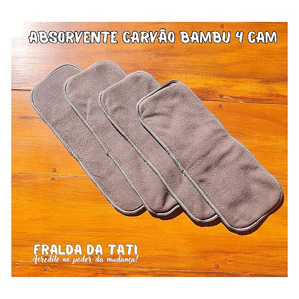4 ABSORVENTES CARVÃO DE BAMBU 4 CAMADAS - TOQUE SECO