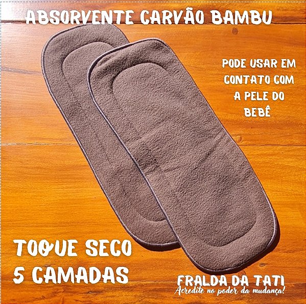 2 ABSORVENTES NOTURNOS 5 CAMADAS CARVÃO DE BAMBU - TOQUE SECO