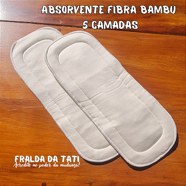 2 ABSORVENTES NOTURNOS FIBRA DE BAMBU 5 CAMADAS