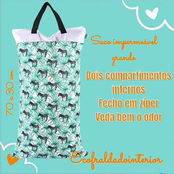 ECOBAG TAMANHO GRANDE PRA LAVANDERIA / VIAGEM TAM 70 x 40 cm Bolso Duplo Zíper