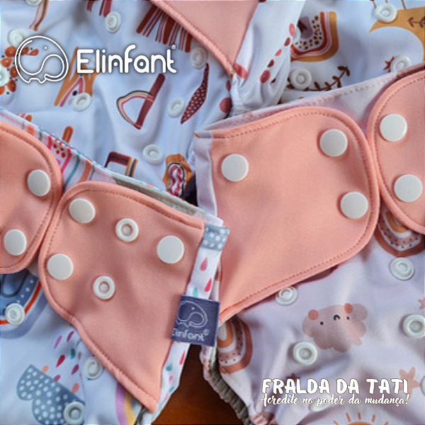 KIT 4 FRALDAS ECOLÓGICAS ELINFANT - ARCOS ROSA