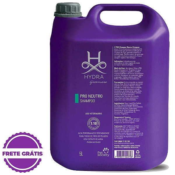 Shampoo Hydra Groomers Pró - Neutro 5L (1:10)