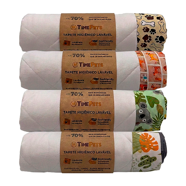 Kit 4 un Tapete Higiênico Lavável 100% Algodão | Variados III