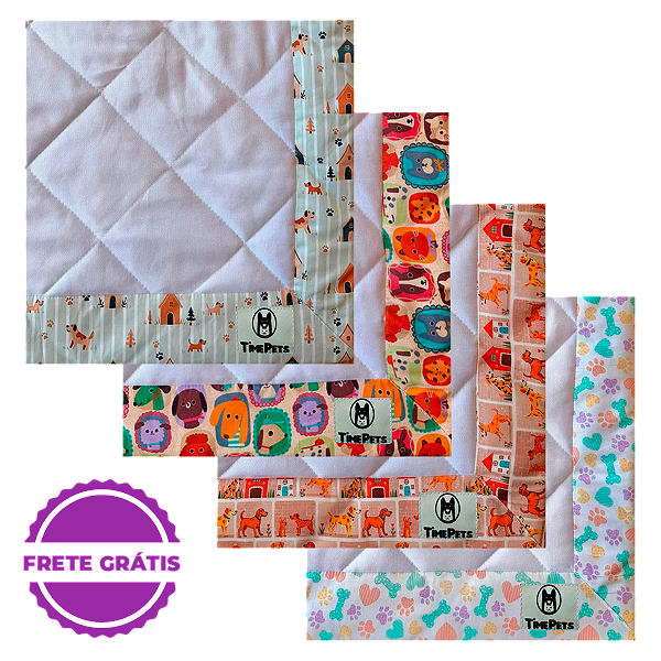 Kit 4 un Tapete Higiênico Lavável 100% Algodão | Doguinhos II