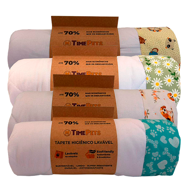 Kit 4 un Tapete Higiênico Lavável 100% Algodão | Variados III