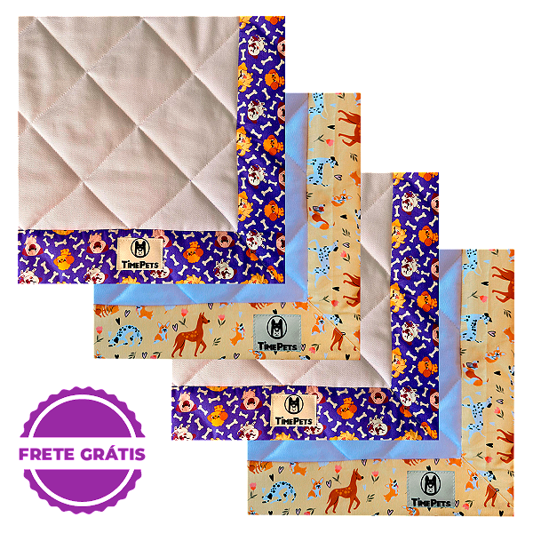 Kit 4 un Tapete Higiênico Lavável 100% Algodão | Doguinhos