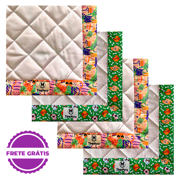 Kit 4 un Tapete Higiênico Lavável 100% Algodão | Pets