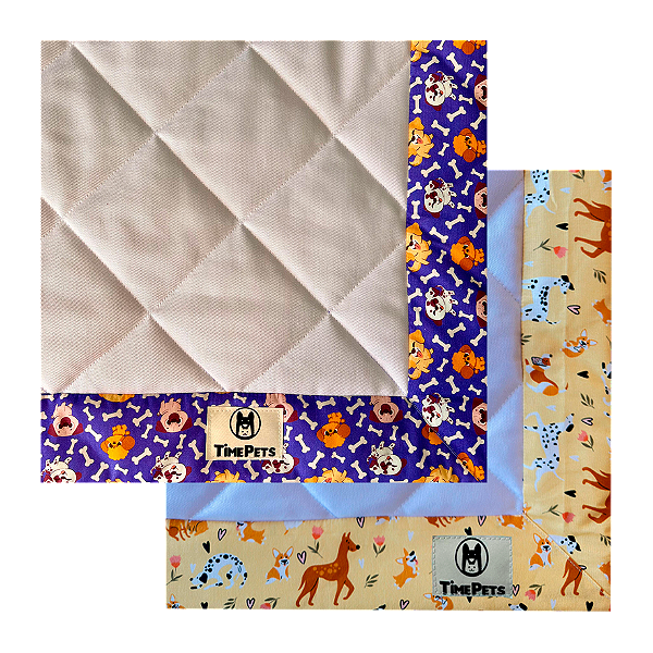 Kit 2 un Tapete Higiênico Lavável 100% Algodão| Doguinhos