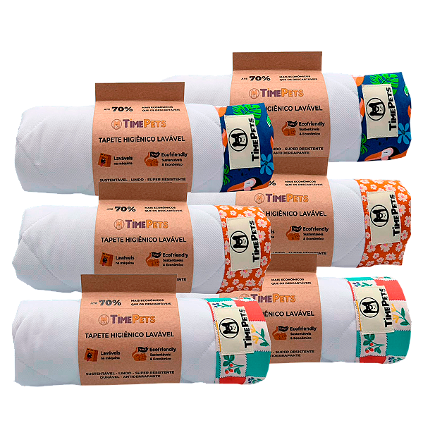 Kit 6 un Tapete Higiênico Lavável 100% Algodão | Variados II