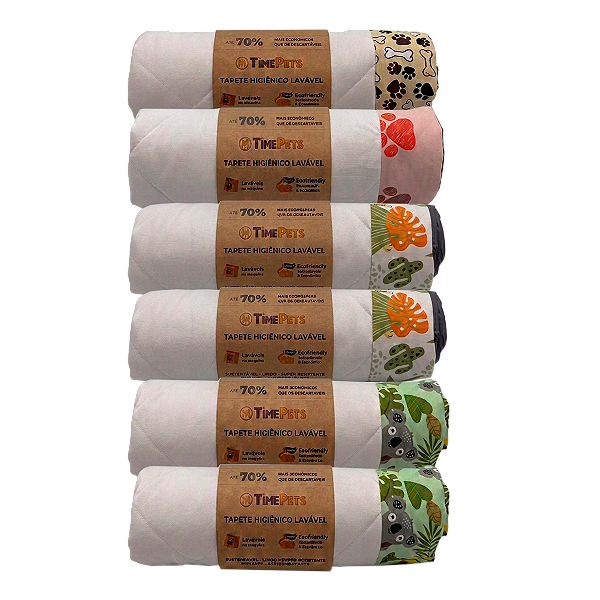 Kit 6 un Tapete Higiênico Lavável 100% Algodão | Variados II