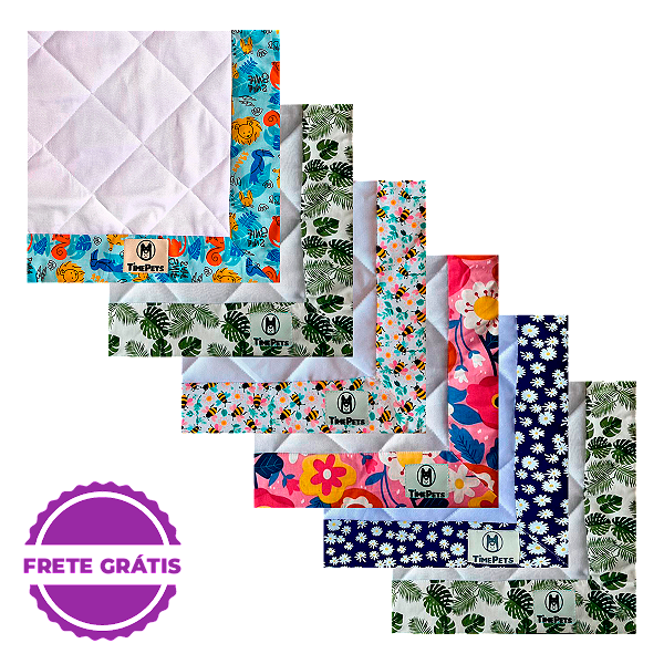 Kit 6 un Tapete Higiênico Lavável 100% Algodão | Variados II