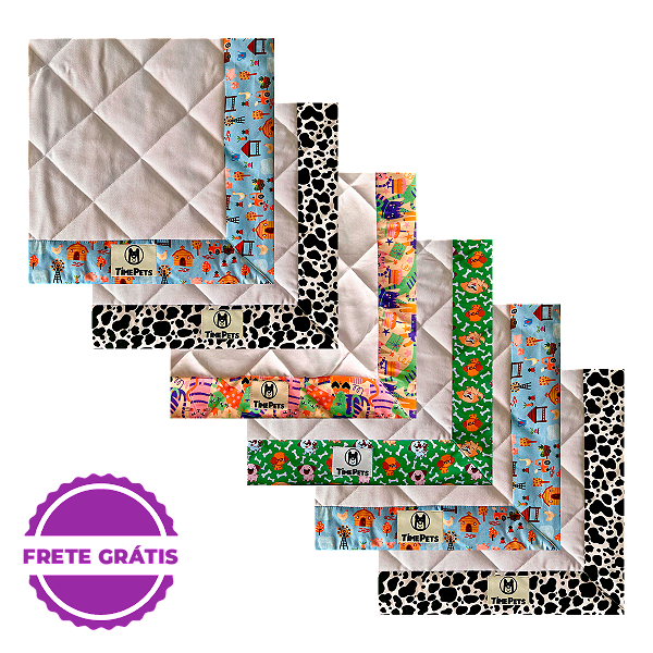 Kit 6 un Tapete Higiênico Lavável 100% Algodão | Variados II