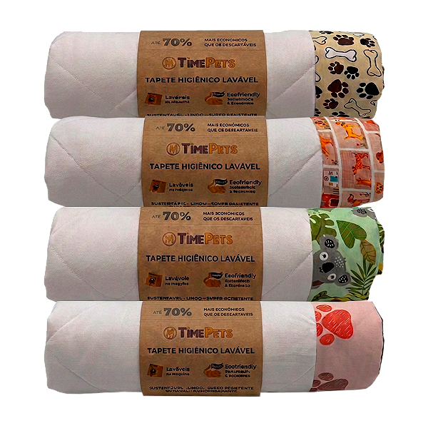 Kit 4 un Tapete Higiênico Lavável 100% Algodão | Variados IV