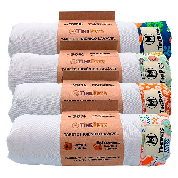 Kit 4 un Tapete Higiênico Lavável 100% Algodão | Variados IV
