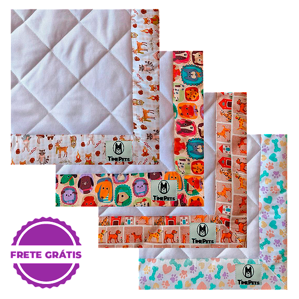 Kit 4 un Tapete Higiênico Lavável 100% Algodão | Variados I