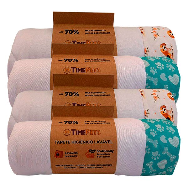 Kit 4 un Tapete Higiênico Lavável 100% Algodão | Variados IV