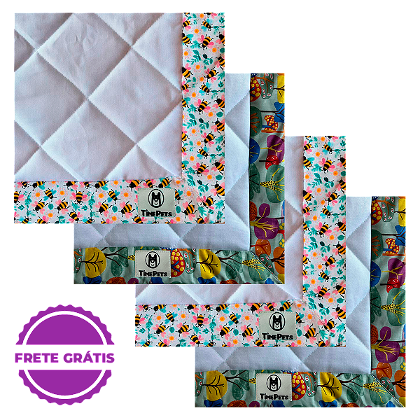 Kit 4 un Tapete Higiênico Lavável 100% Algodão | Jardim