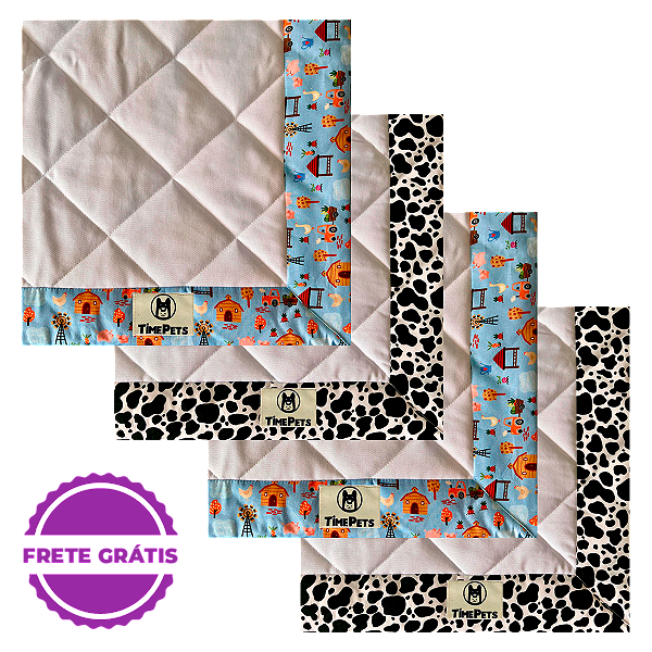 Kit 4 un Tapete Higiênico Lavável 100% Algodão | Fazendinha