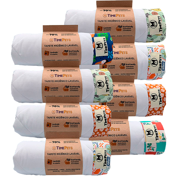 Kit 8 un Tapete Higiênico Lavável 100% Algodão