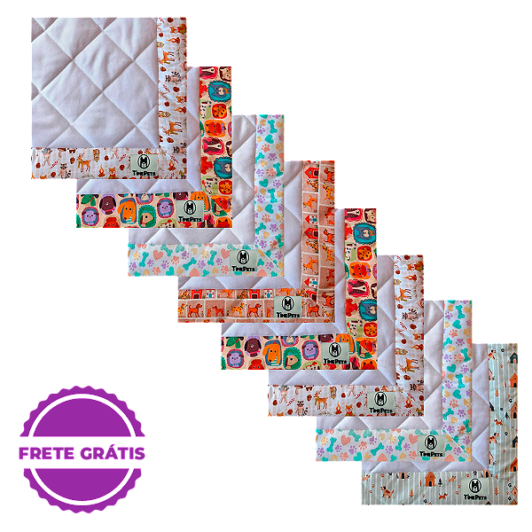 Kit 8 un Tapete Higiênico Lavável 100% Algodão