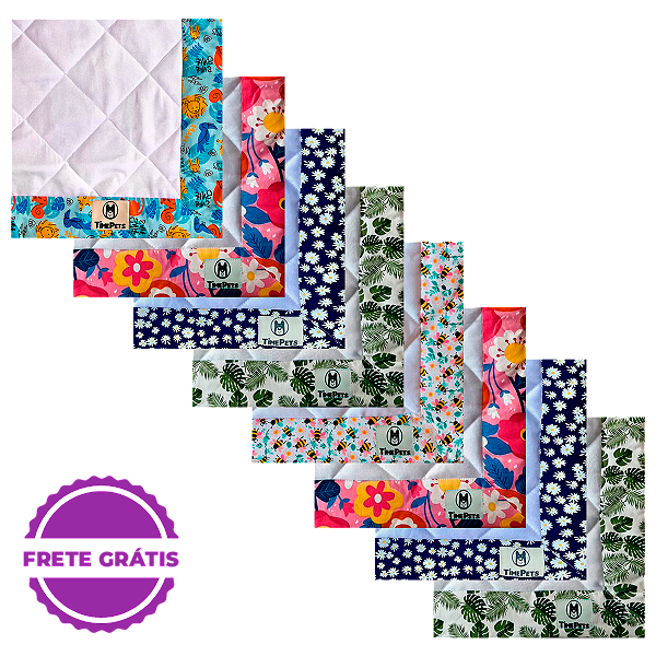 Kit 8 un Tapete Higiênico Lavável 100% Algodão