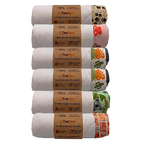 Kit 6 un Tapete Higiênico Lavável 100% Algodão | Variados I