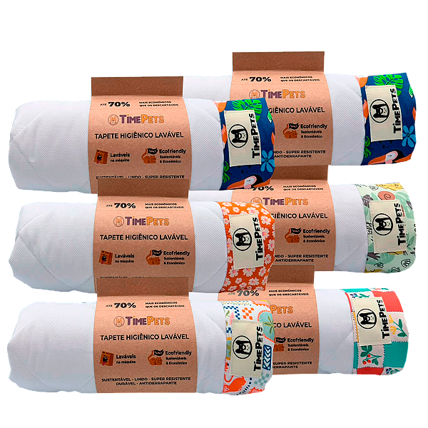 Kit 6 un Tapete Higiênico Lavável 100% Algodão | Variados I