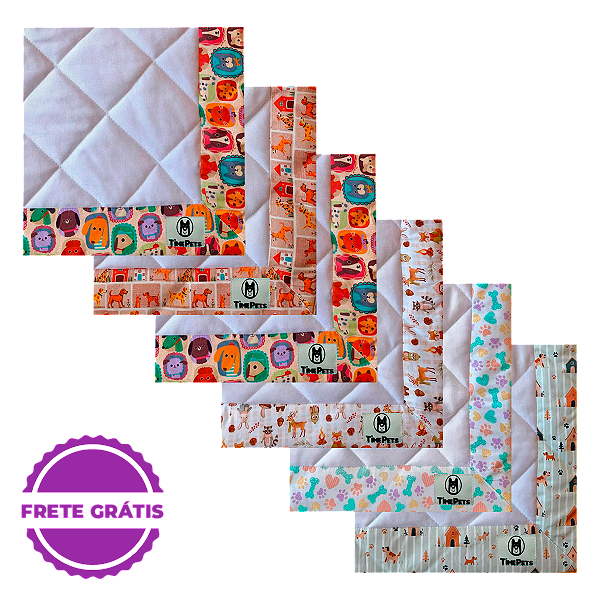 Kit 6 un Tapete Higiênico Lavável 100% Algodão | Variados I