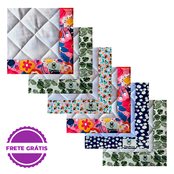 Kit 6 un Tapete Higiênico Lavável 100% Algodão | Variados I