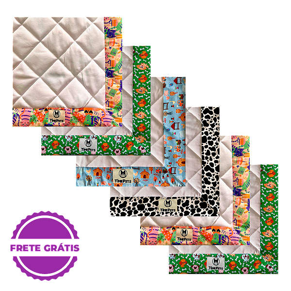 Kit 6 un Tapete Higiênico Lavável 100% Algodão | Variados I