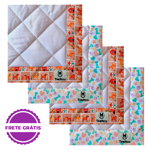 Kit 4 un Tapete Higiênico Lavável 100% Algodão | Doguinhos