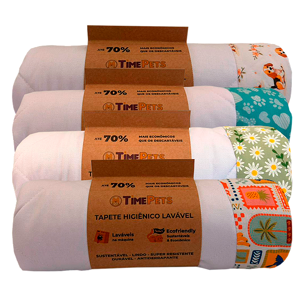 Kit 4 un Tapete Higiênico Lavável 100% Algodão | Variados II