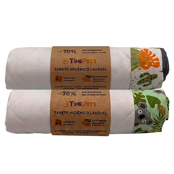 Kit 2 un Tapete Higiênico Lavável 100% Algodão | Floresta