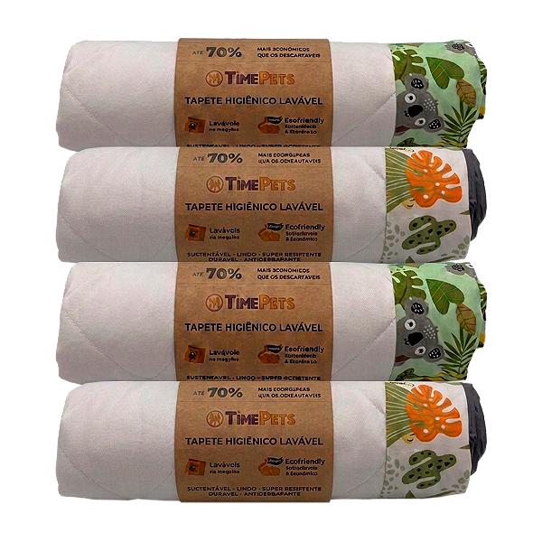 Kit 4 un Tapete Higiênico Lavável 100% Algodão | Floresta