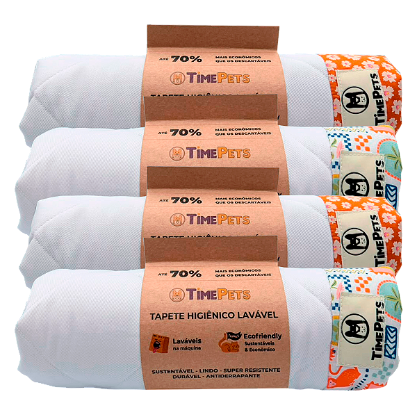 Kit 4 un Tapete Higiênico Lavável 100% Algodão | Variados I