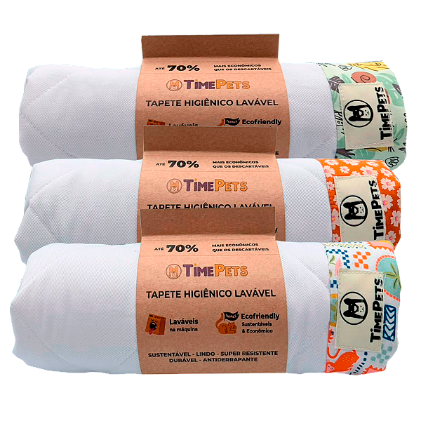 Kit 3 un Tapete Higiênico Lavável 100% Algodão | Variados II