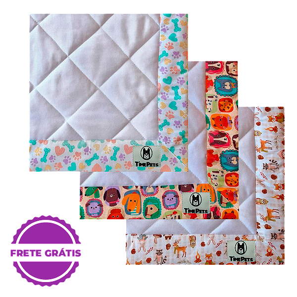 Kit 3 un Tapete Higiênico Lavável 100% Algodão | Variados