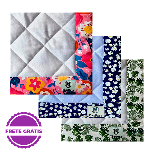 Kit 3 un Tapete Higiênico Lavável 100% Algodão | Folhagem